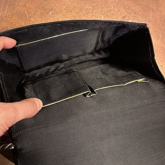 Art Deco Black Velvet Hand Beaded Floral Clutch, Collectible Purse - Picture 2 of 5